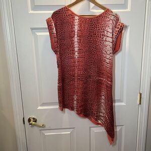 Patchington Women's Short Sleeve Shirt Side Tie Animal Print Size Medium
